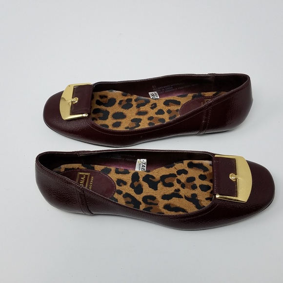 Merona Shoes - Merona Burgundy Flats with Gold Buckle 6.5